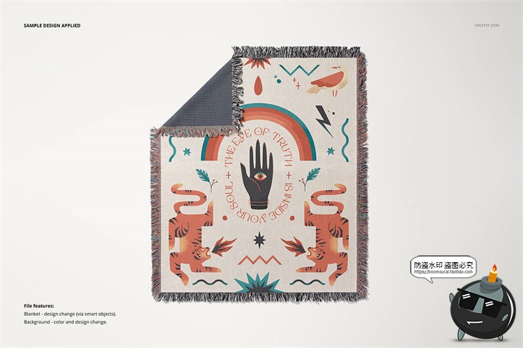 图片[5]-流苏围巾毛毯盖毯地毯印花图案贴图场景效果展示样机PSD模板素材-设计猿
