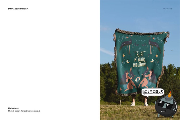 图片[2]-流苏毛毯挂毯盖毯地垫地毯提花针织编织机织毯子样机PSD模板素材-设计猿