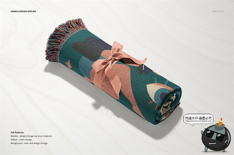 图片[3]-流苏毛毯挂毯盖毯地垫地毯提花针织编织机织毯子样机PSD模板素材-设计猿