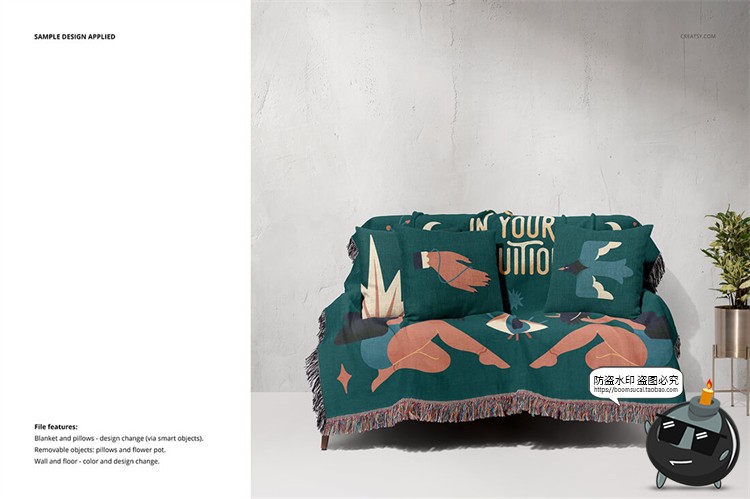 图片[4]-流苏毛毯挂毯盖毯地垫地毯提花针织编织机织毯子样机PSD模板素材-设计猿