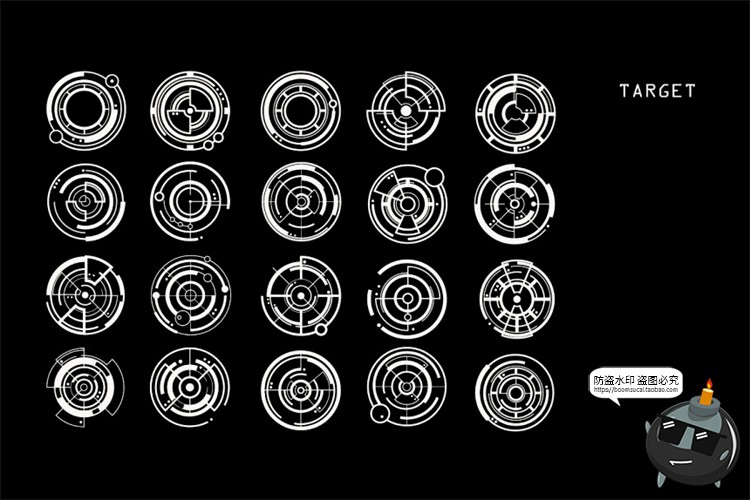 图片[3]-科技感科幻机能赛博HUD元素边框装饰符号图形AI矢量PNG免抠素材-设计猿