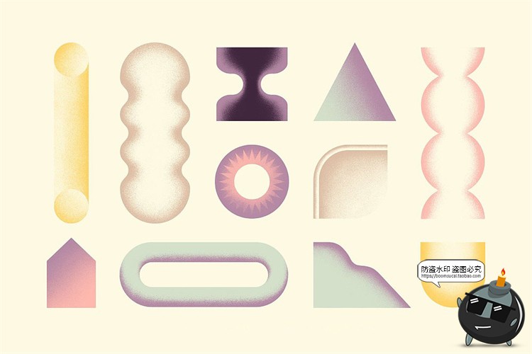 图片[4]-噪点半调复古颗粒几何图形拼贴渐变艺术背景底纹PNG免抠图片素材-设计猿