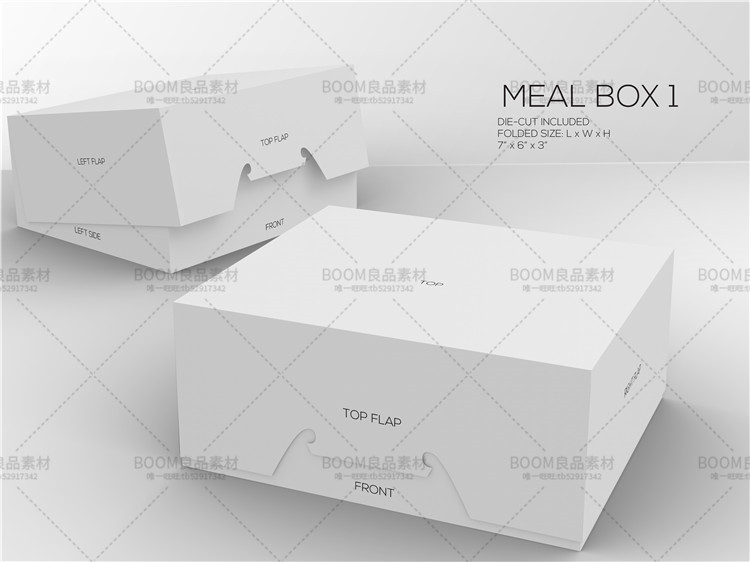 图片[3]-汉堡三明治快餐炸鸡外卖纸盒包装高清PSD模板样机PS素材 附刀线图-设计猿