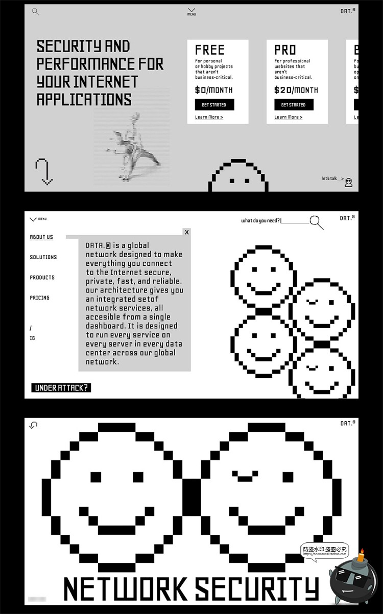 图片[1]-潮流趣味半调极简马赛克像素风笑脸元素插画海报PSD模板分层素材-设计猿