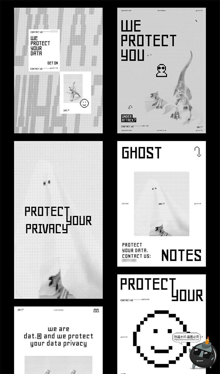 图片[3]-潮流趣味半调极简马赛克像素风笑脸元素插画海报PSD模板分层素材-设计猿