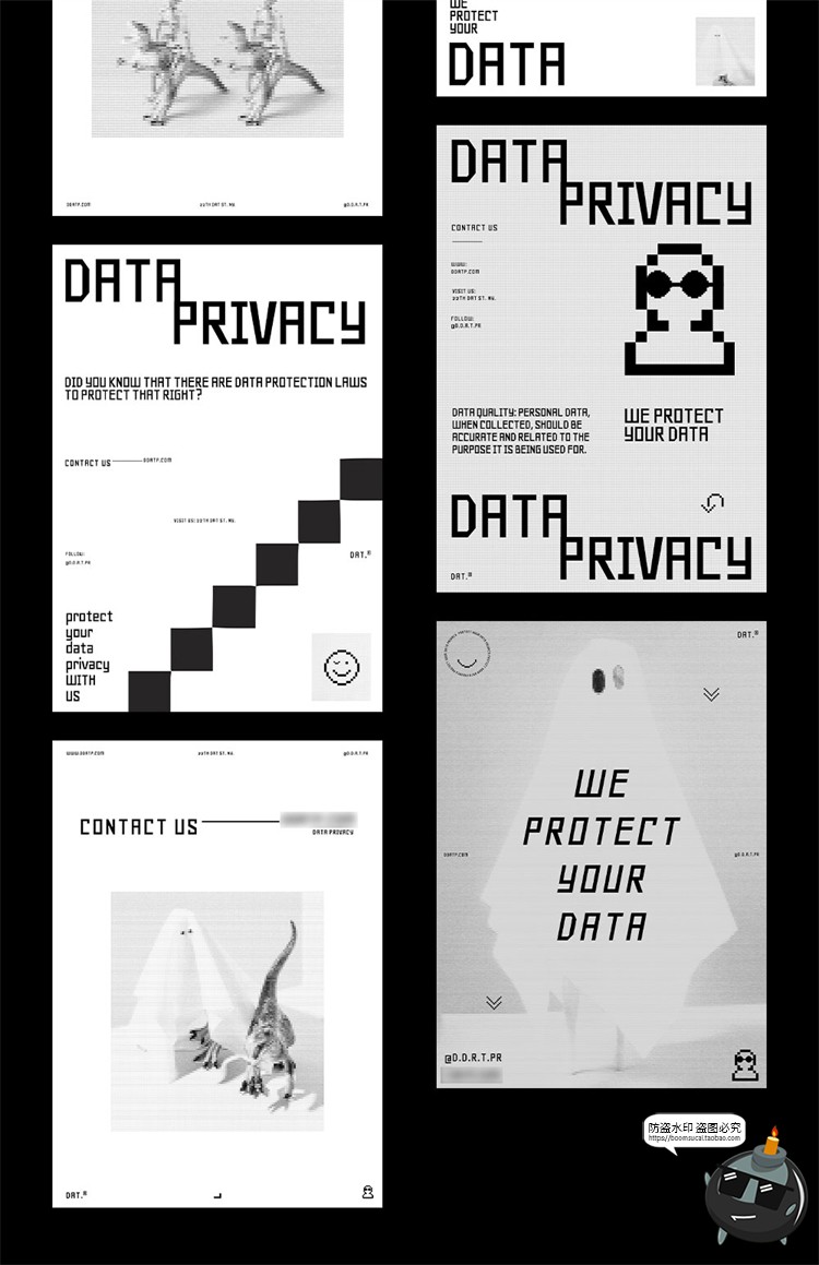 图片[4]-潮流趣味半调极简马赛克像素风笑脸元素插画海报PSD模板分层素材-设计猿