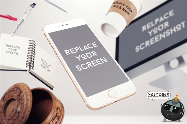 图片[1]-物品无重力漂浮悬空效果物件空中场景模拟效果样机PSD模板PS素材-设计猿