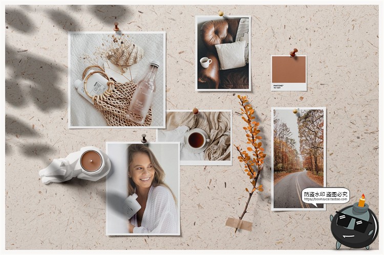 图片[8]-轻奢复古情绪板照片墙桌面场景mockup智能贴图样机PSD模版PS素材-设计猿