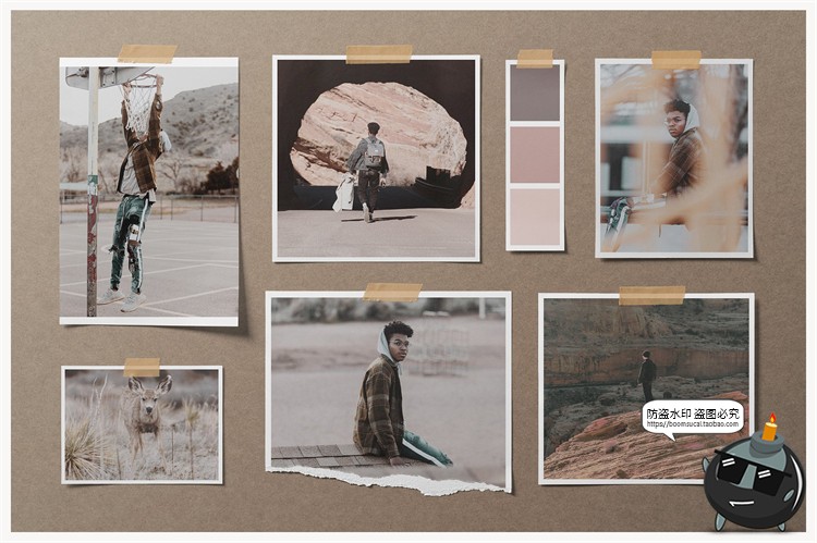 图片[12]-轻奢复古情绪板照片墙桌面场景mockup智能贴图样机PSD模版PS素材-设计猿