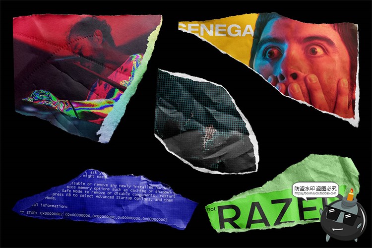 图片[1]-潮流撕纸碎片碎纸纸张碎块效果mockups智能贴图样机PSD模板PS素材-设计猿