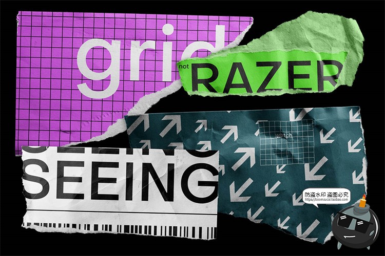 图片[3]-潮流撕纸碎片碎纸纸张碎块效果mockups智能贴图样机PSD模板PS素材-设计猿