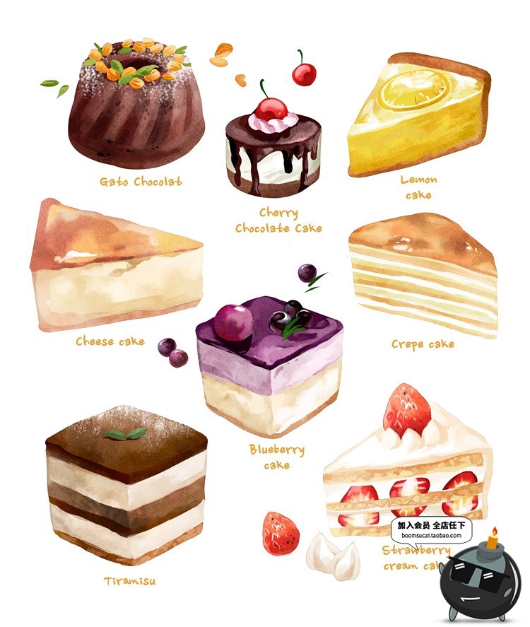 图片[4]-手绘水彩甜甜圈面包蛋糕下午茶点心插画元素餐饮海报PSD设计素材-设计猿