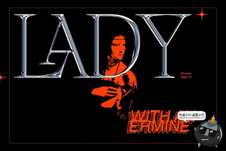 图片[1]-科幻未来镀铬金属字体特效文字样式海报装饰主题字PSD模板PS素材-设计猿