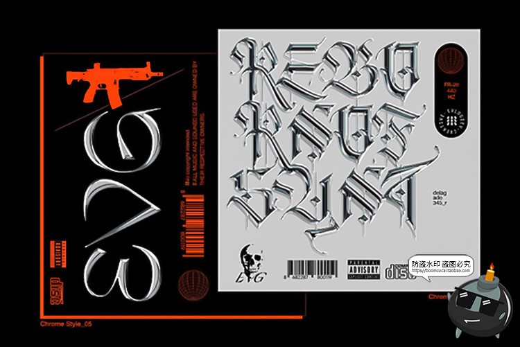 图片[2]-科幻未来镀铬金属字体特效文字样式海报装饰主题字PSD模板PS素材-设计猿