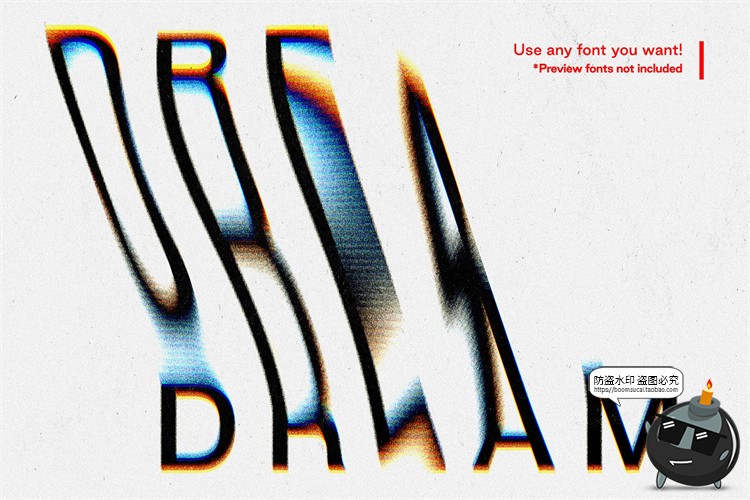 图片[3]-潮流抽象艺术故障扭曲海报字体文字特效效果样机PSD模板PS素材-设计猿