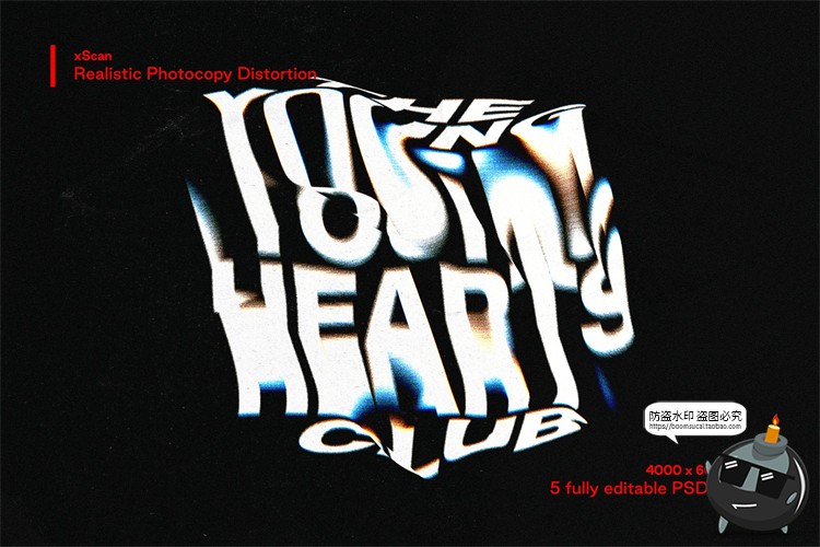 图片[4]-潮流抽象艺术故障扭曲海报字体文字特效效果样机PSD模板PS素材-设计猿