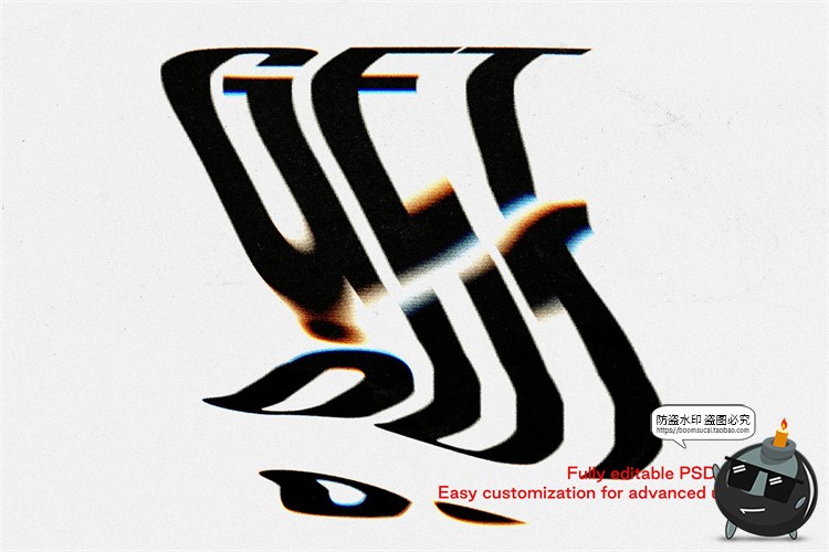 图片[5]-潮流抽象艺术故障扭曲海报字体文字特效效果样机PSD模板PS素材-设计猿