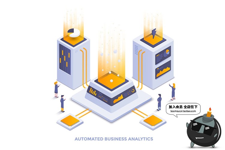 图片[5]-现代扁平化风格2.5D等轴等距大数据插画平面设计海报banner素材-设计猿