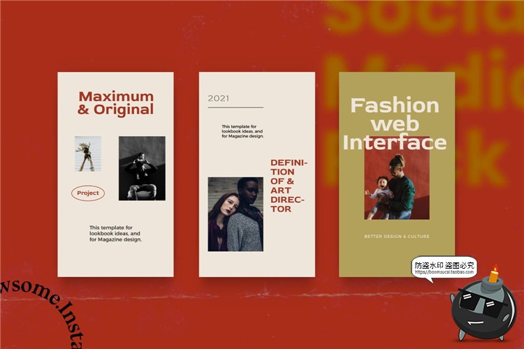 图片[5]-潮流复古时尚欧美风品牌故事宣传海报广告图文排版PSD模板PS素材-设计猿