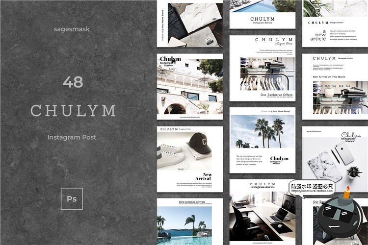 图片[1]-简约文艺风格旅行生活分享记录排列海报图文排版PSD模板PS素材-设计猿