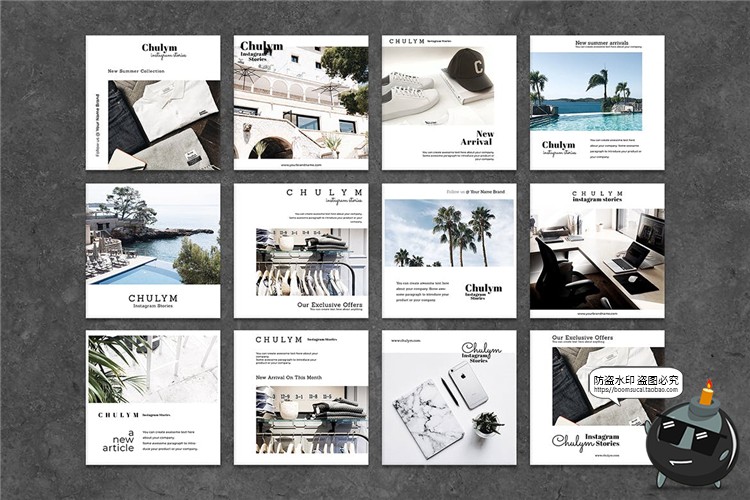 图片[2]-简约文艺风格旅行生活分享记录排列海报图文排版PSD模板PS素材-设计猿