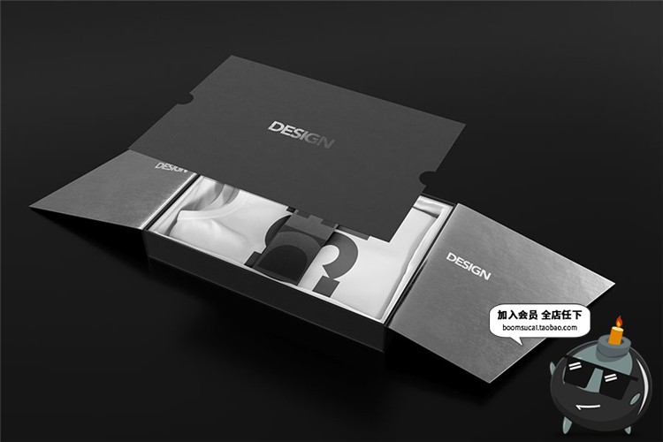 图片[5]-品牌形象服装短袖T恤包装盒VI场景贴图PSD模板文创样机PS素材-设计猿