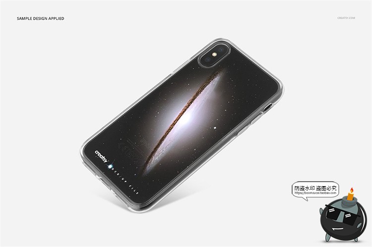 图片[3]-苹果iPhoneX透明黑白手机壳外壳印花图案贴图效果展示样机PSD素材-设计猿