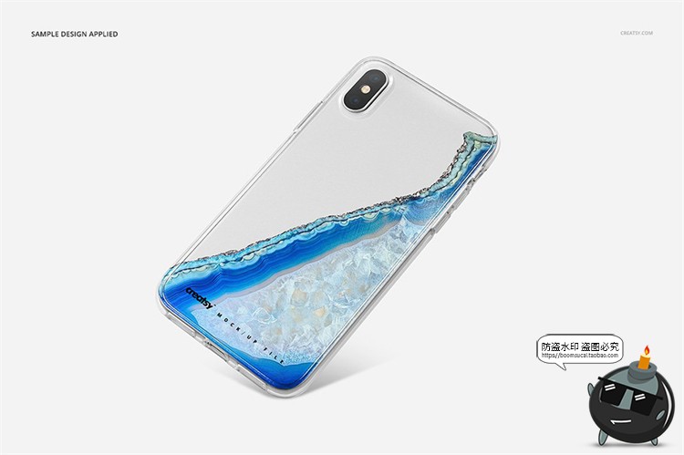 图片[4]-苹果iPhoneX透明黑白手机壳外壳印花图案贴图效果展示样机PSD素材-设计猿