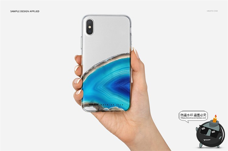 图片[5]-苹果iPhoneX透明黑白手机壳外壳印花图案贴图效果展示样机PSD素材-设计猿