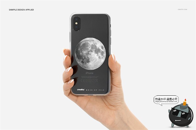 图片[7]-苹果iPhoneX透明黑白手机壳外壳印花图案贴图效果展示样机PSD素材-设计猿