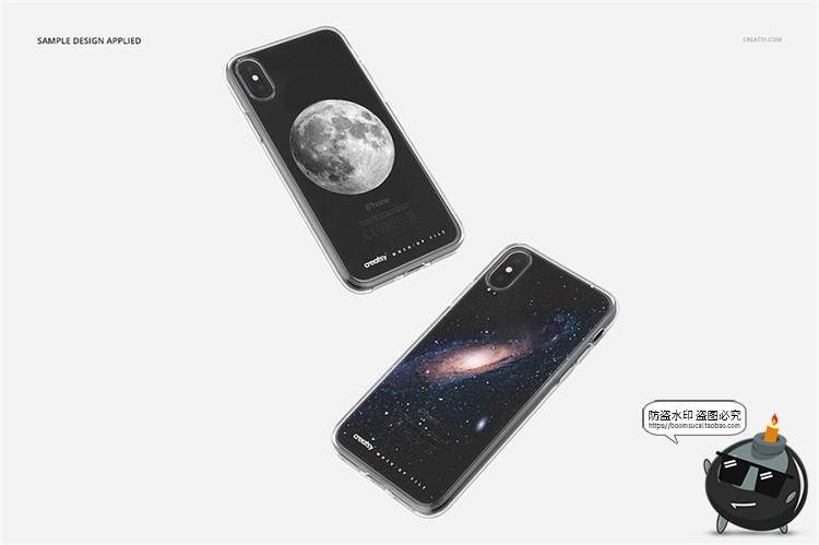 图片[8]-苹果iPhoneX透明黑白手机壳外壳印花图案贴图效果展示样机PSD素材-设计猿