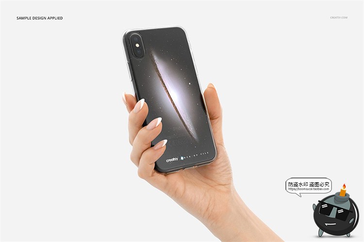 图片[10]-苹果iPhoneX透明黑白手机壳外壳印花图案贴图效果展示样机PSD素材-设计猿