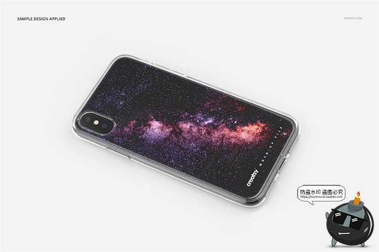 图片[11]-苹果iPhoneX透明黑白手机壳外壳印花图案贴图效果展示样机PSD素材-设计猿