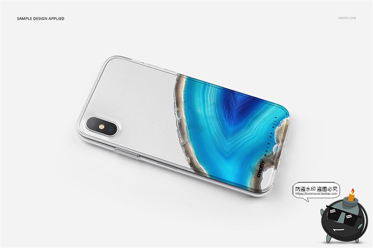 图片[12]-苹果iPhoneX透明黑白手机壳外壳印花图案贴图效果展示样机PSD素材-设计猿