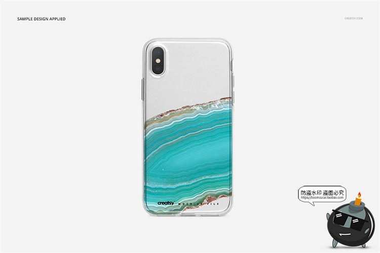 图片[13]-苹果iPhoneX透明黑白手机壳外壳印花图案贴图效果展示样机PSD素材-设计猿