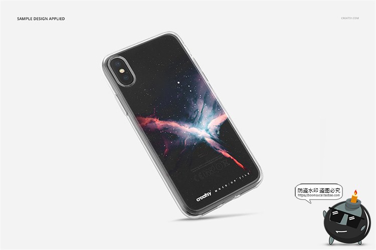 图片[16]-苹果iPhoneX透明黑白手机壳外壳印花图案贴图效果展示样机PSD素材-设计猿