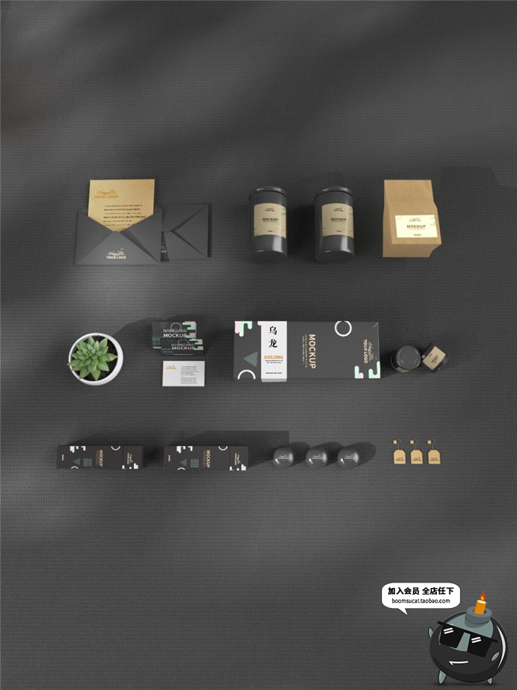 图片[9]-茶叶品牌礼盒包装VI样机名片产品效果智能贴图PSD模板PS素材-设计猿