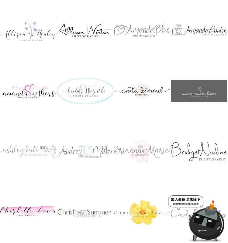 图片[1]-100个唯美英文手写店标logo标志水印PSD模版AI矢量素材含字体-设计猿