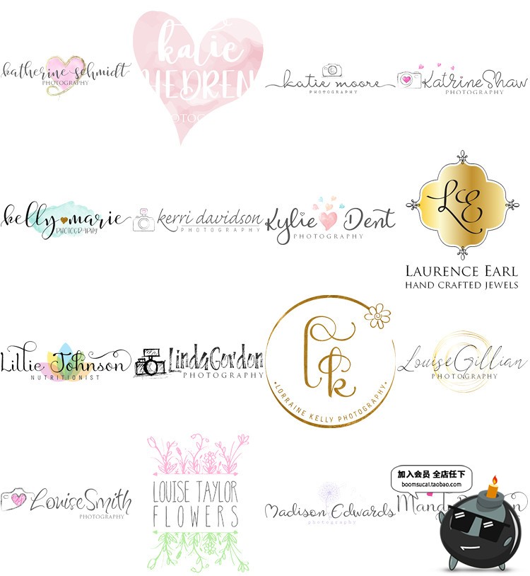 图片[4]-100个唯美英文手写店标logo标志水印PSD模版AI矢量素材含字体-设计猿