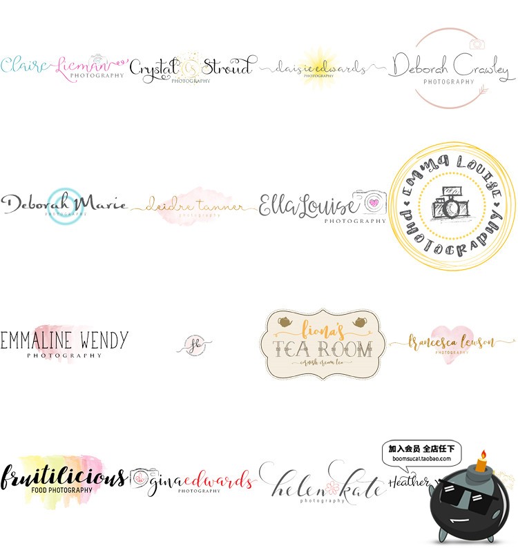 图片[5]-100个唯美英文手写店标logo标志水印PSD模版AI矢量素材含字体-设计猿