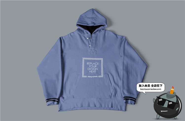 图片[4]-流行潮流男款卫衣外套连帽衫套头衫设计展示PSD贴图文创样机素材-设计猿