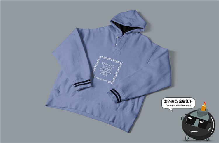 图片[5]-流行潮流男款卫衣外套连帽衫套头衫设计展示PSD贴图文创样机素材-设计猿