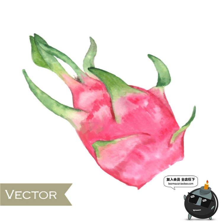 图片[3]-手绘水果菠萝香蕉梨子桃子橙子火龙果芒果卡通插画AI矢量元素素材-设计猿