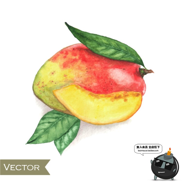 图片[12]-手绘水果菠萝香蕉梨子桃子橙子火龙果芒果卡通插画AI矢量元素素材-设计猿