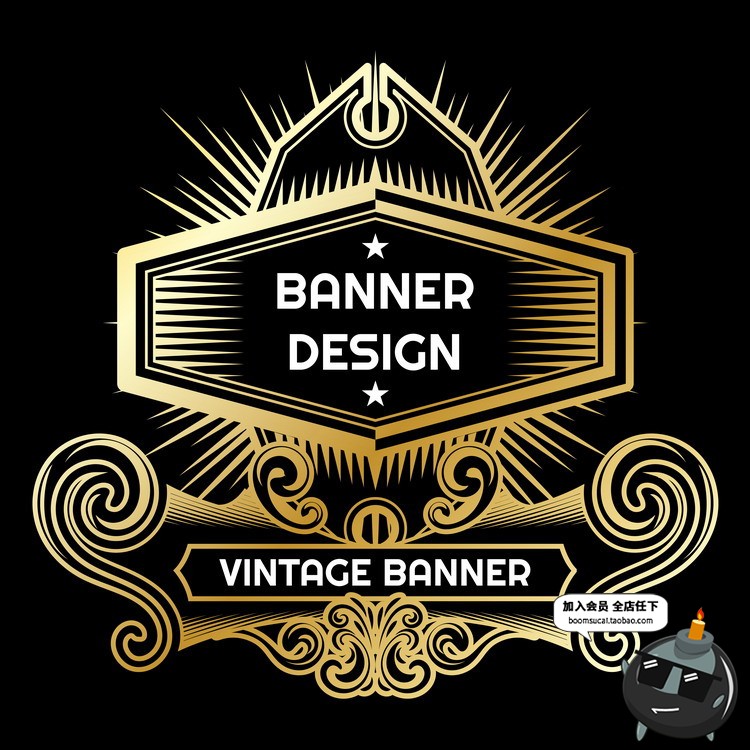 图片[3]-欧式边框花纹图标图形徽章地产黑金底纹背景元素年鉴矢量AI素材-设计猿