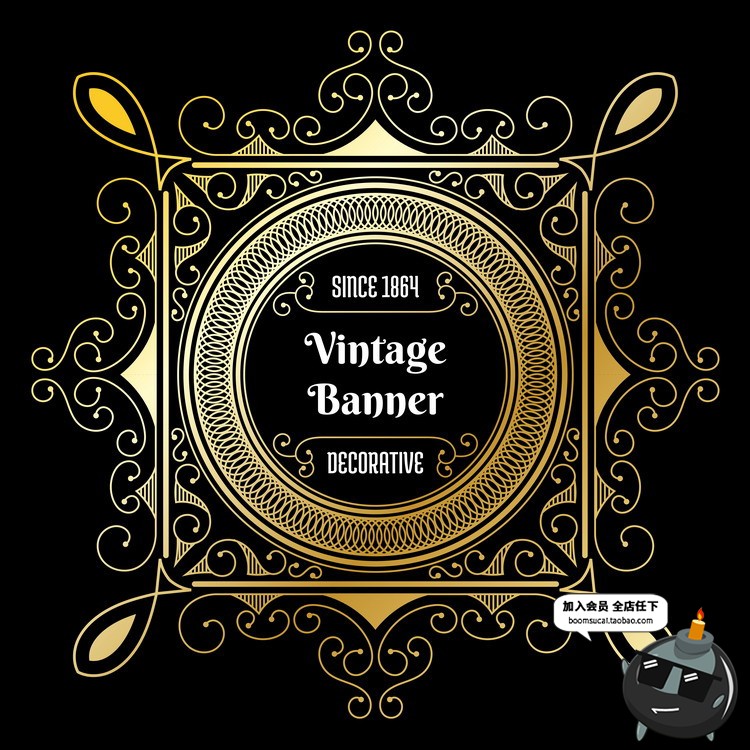 图片[4]-欧式边框花纹图标图形徽章地产黑金底纹背景元素年鉴矢量AI素材-设计猿