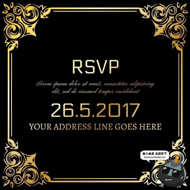 图片[5]-欧式边框花纹图标图形徽章地产黑金底纹背景元素年鉴矢量AI素材-设计猿