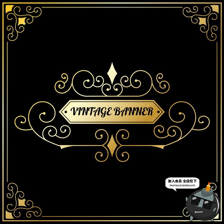 图片[7]-欧式边框花纹图标图形徽章地产黑金底纹背景元素年鉴矢量AI素材-设计猿