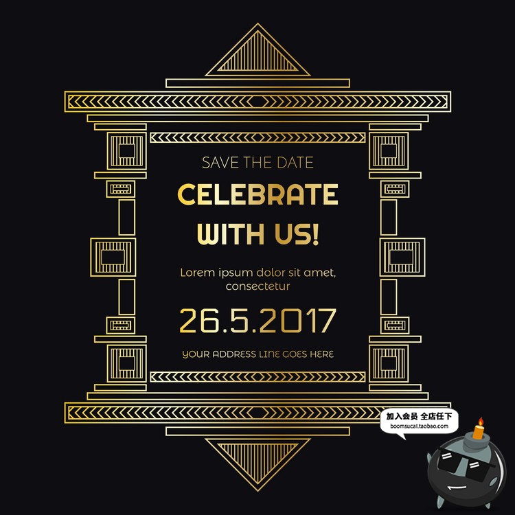 图片[10]-欧式边框花纹图标图形徽章地产黑金底纹背景元素年鉴矢量AI素材-设计猿