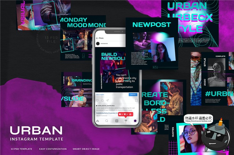 图片[1]-霓虹风格现代都市时尚夜店KTV音乐晚会海报图文排版PSD模板PS素材-设计猿